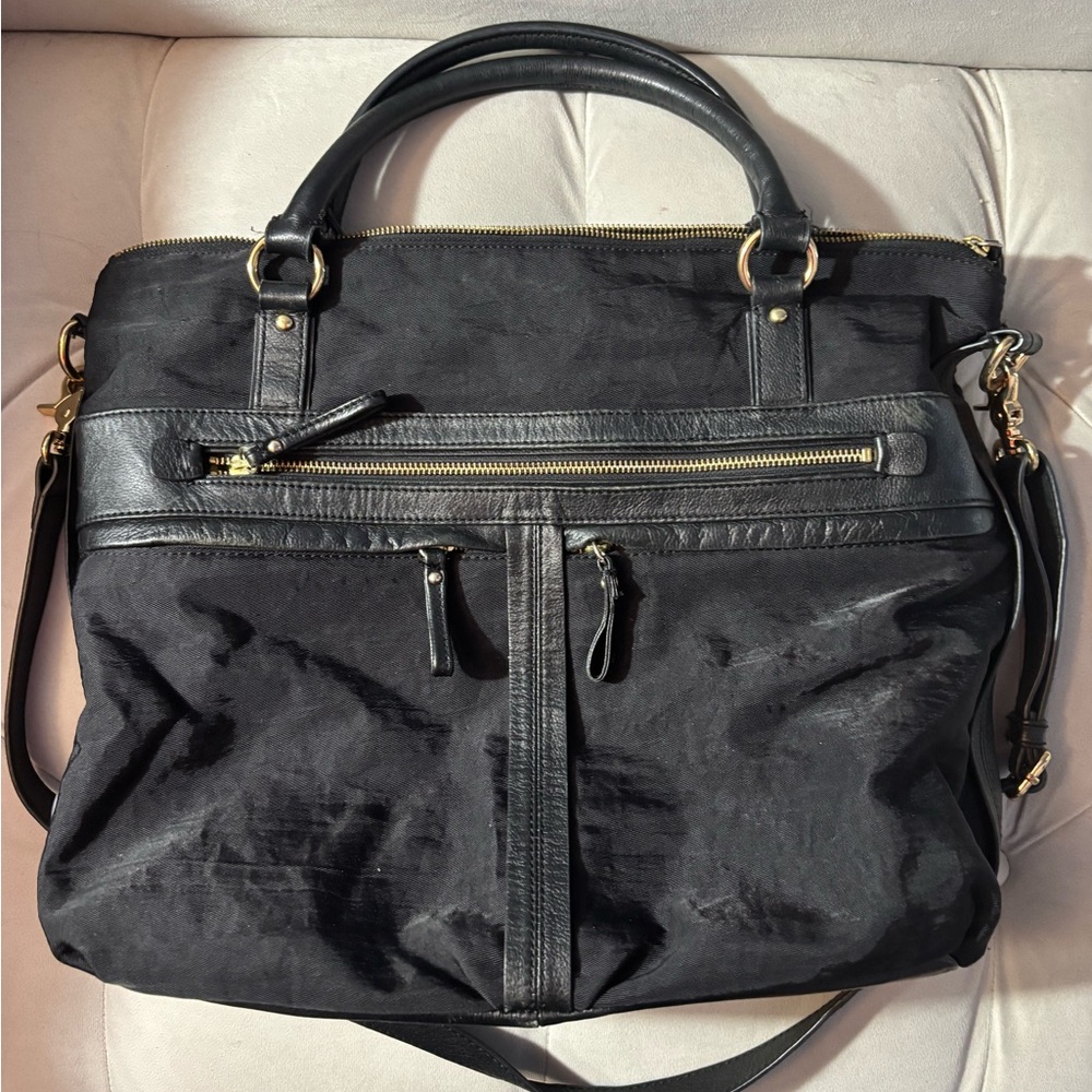 Banana Republic Black Tote with Adjustable Strap and Textured Finish